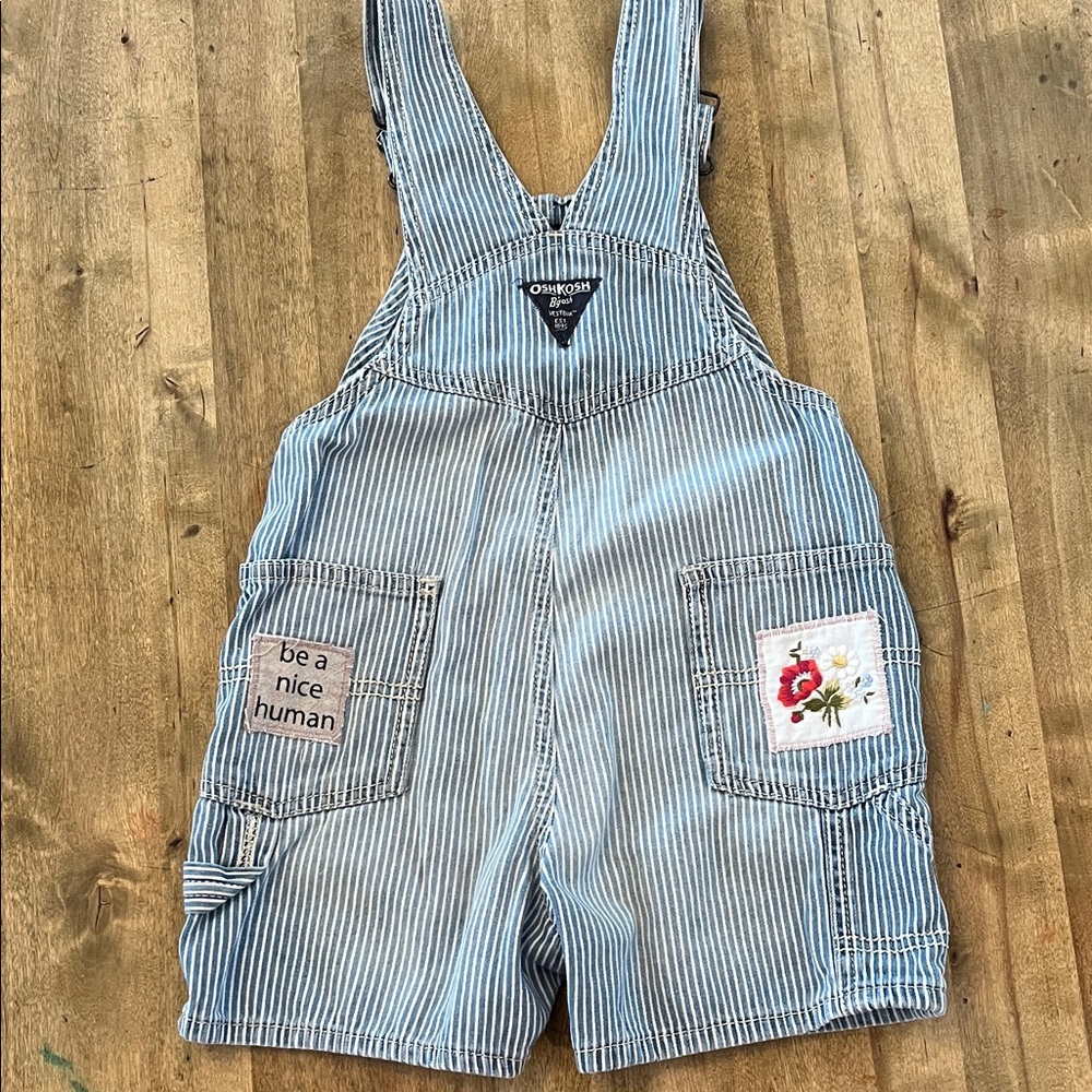 Born Again Bluez Striped Overalls